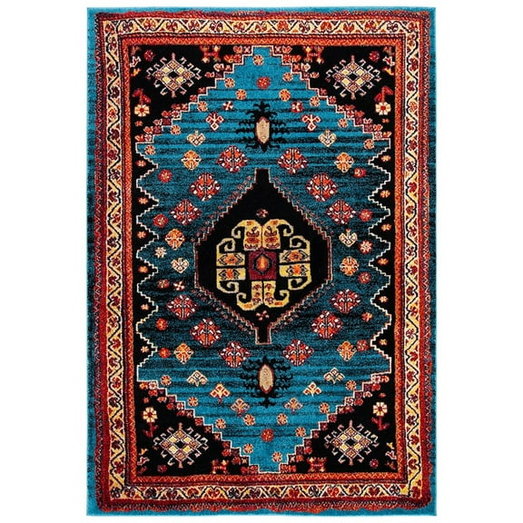 SAFAVIEH Vintage Hamadan Nora Oriental Area Rug, Blue/Black, 5'3" x 7'6"