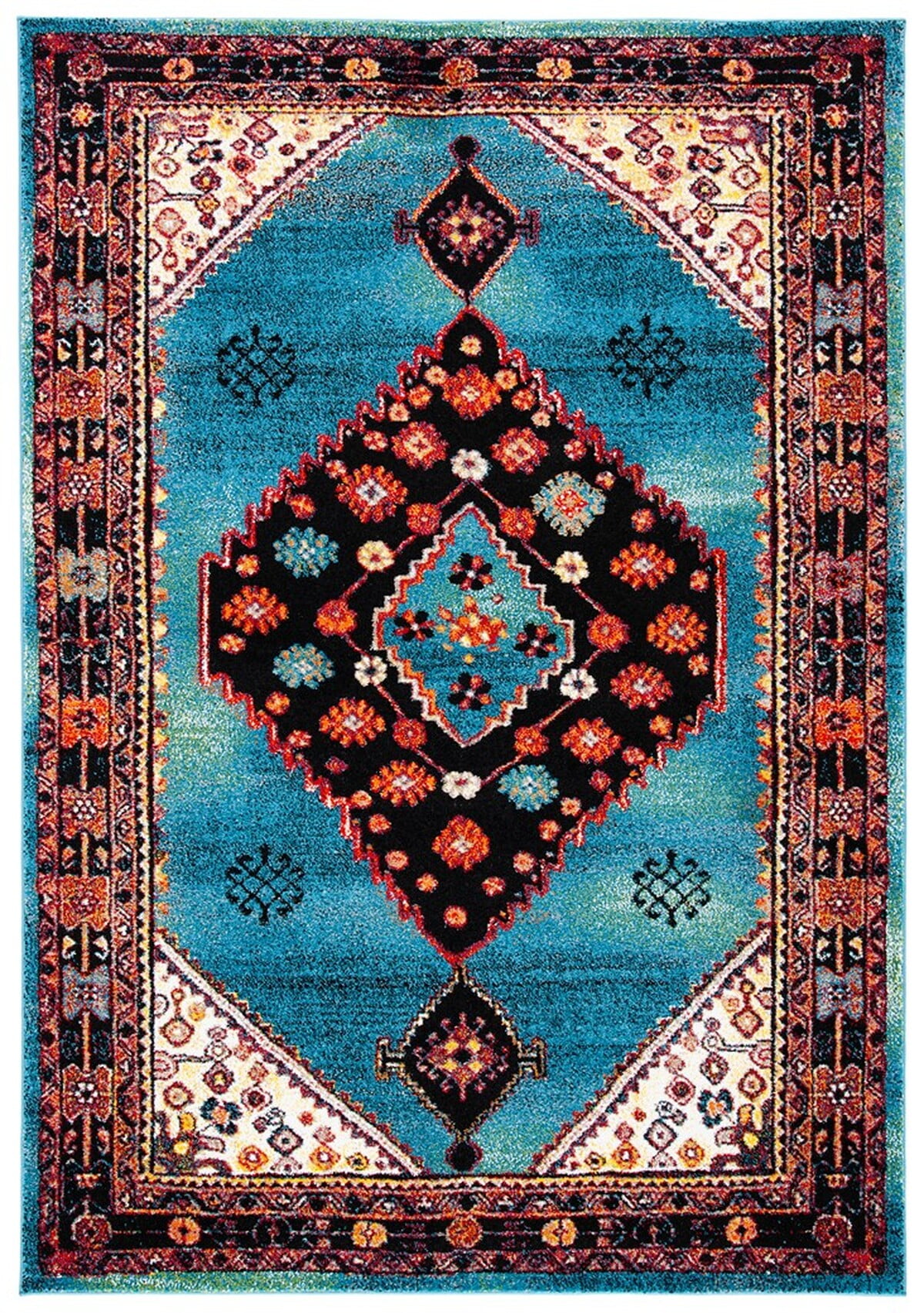 Handmade Black Round Stain-Resistant Synthetic Rug