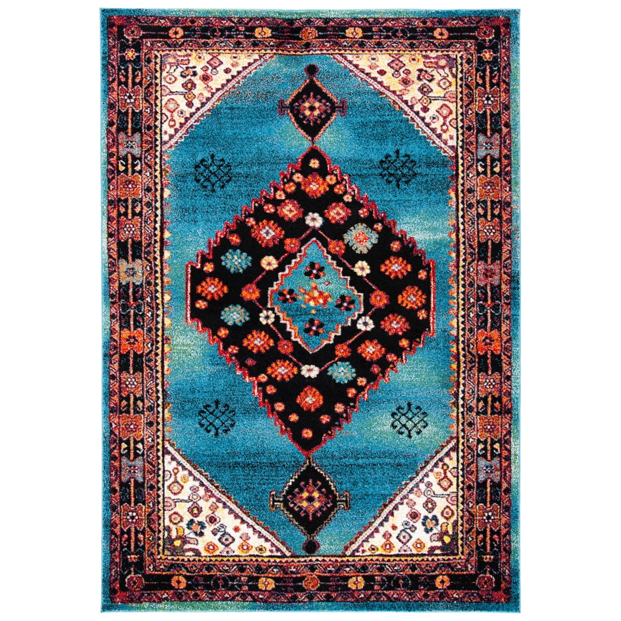 Elegant Black Synthetic 8' x 10' Hand-Knotted Area Rug