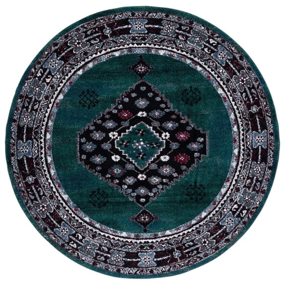 SAFAVIEH Vintage Hamadan Pascal Oriental Area Rug, Green/Black, 6'7" x 6'7" Round