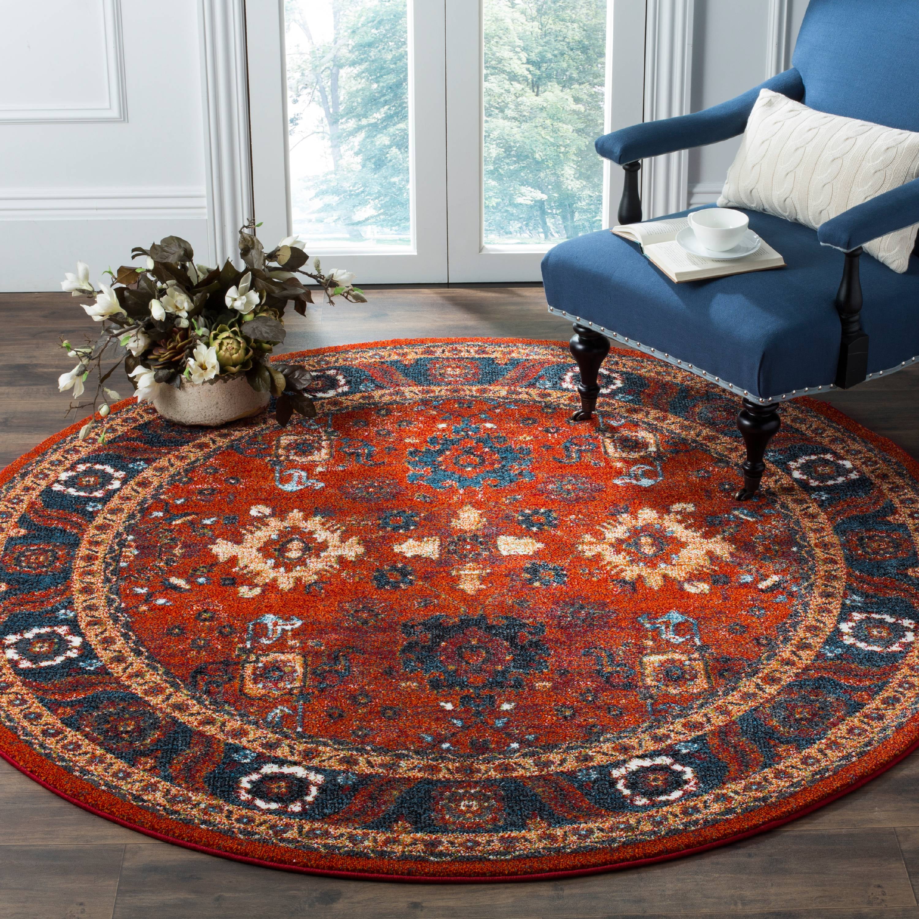 SAFAVIEH Vintage Hamadan Pema Traditional Area Rug, Orange/Blue, 6'7" x ...