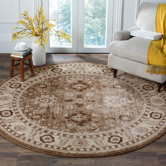 SAFAVIEH Vintage Hamadan Pema Traditional Area Rug, Taupe, 5'3" x 5'3" Round