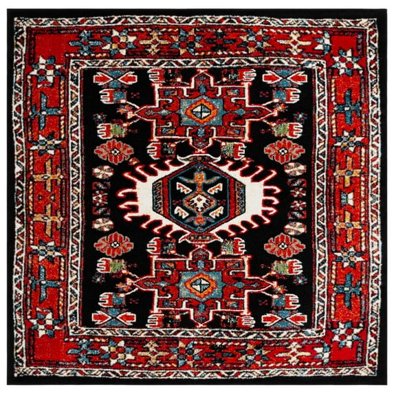 SAFAVIEH Vintage Hamadan Pemala Oriental Area Rug, Red/Black, 6'7" x 6'7" Square