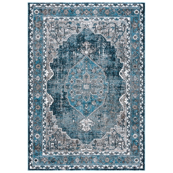 SAFAVIEH Vintage Hamadan Petar Oriental Area Rug, Blue/Ivory, 5'3" x 7'6"