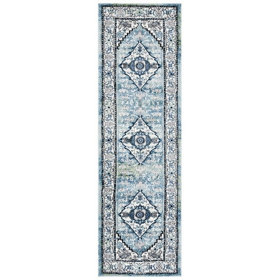 SAFAVIEH Vintage Hamadan Qiana Oriental Runner Rug, Blue Green/Ivory, 2'3" x 8'