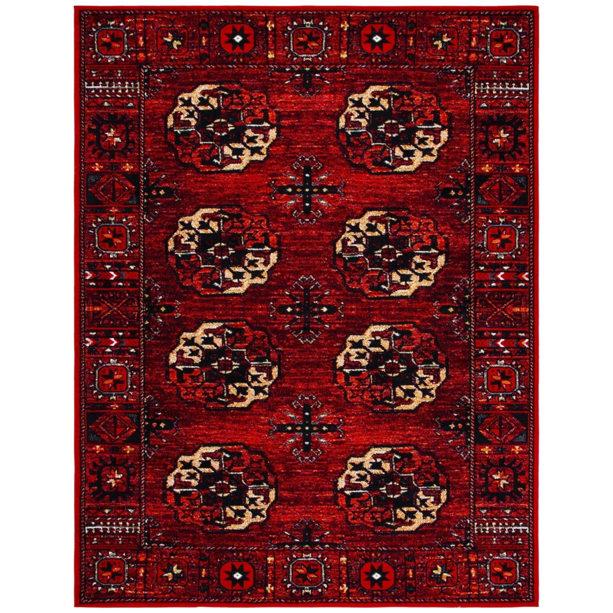Antique Patina Red Multi Hand-Knotted Round Area Rug