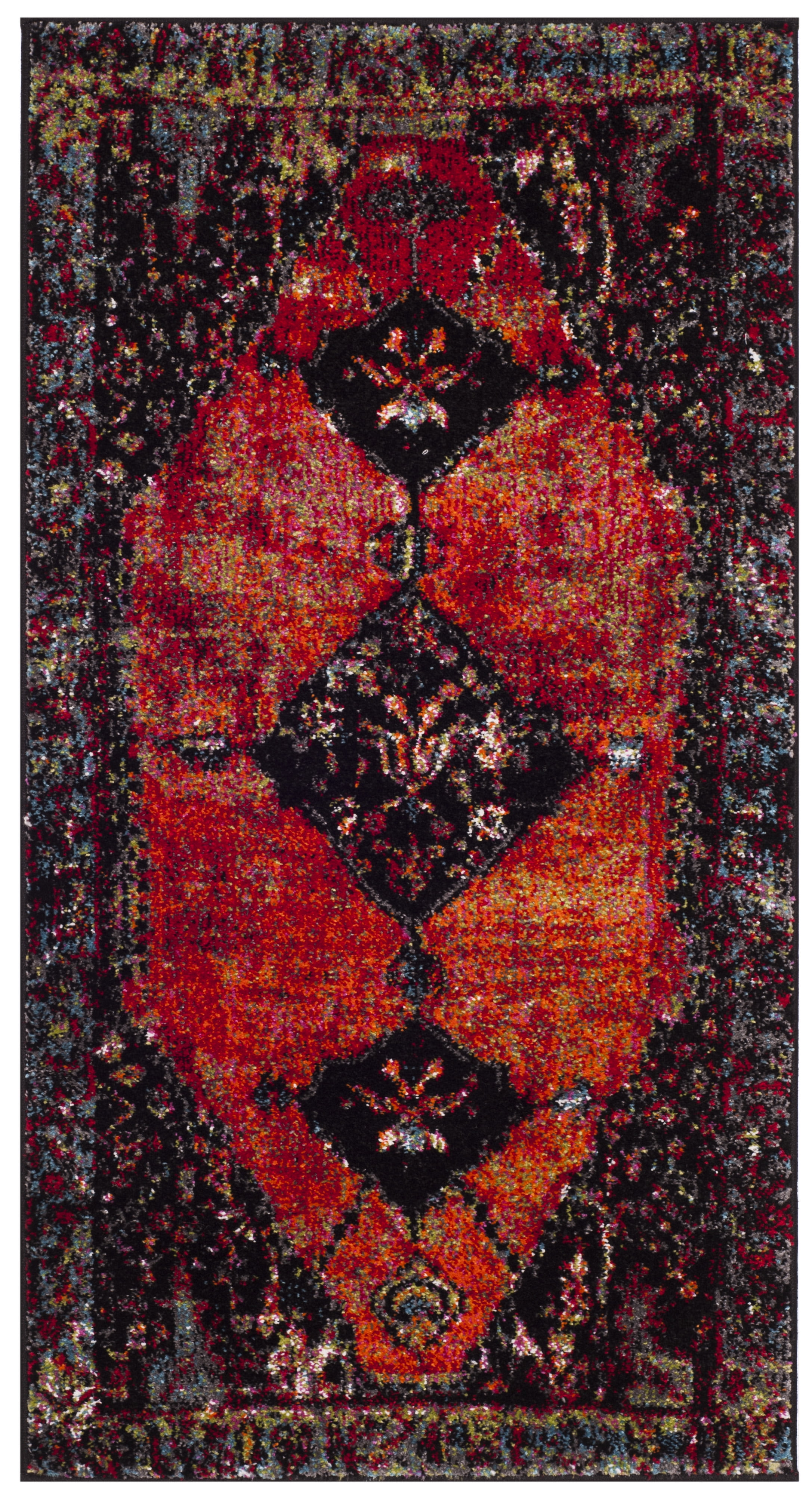 Vintage Multi-Color Floral Motif Synthetic Area Rug