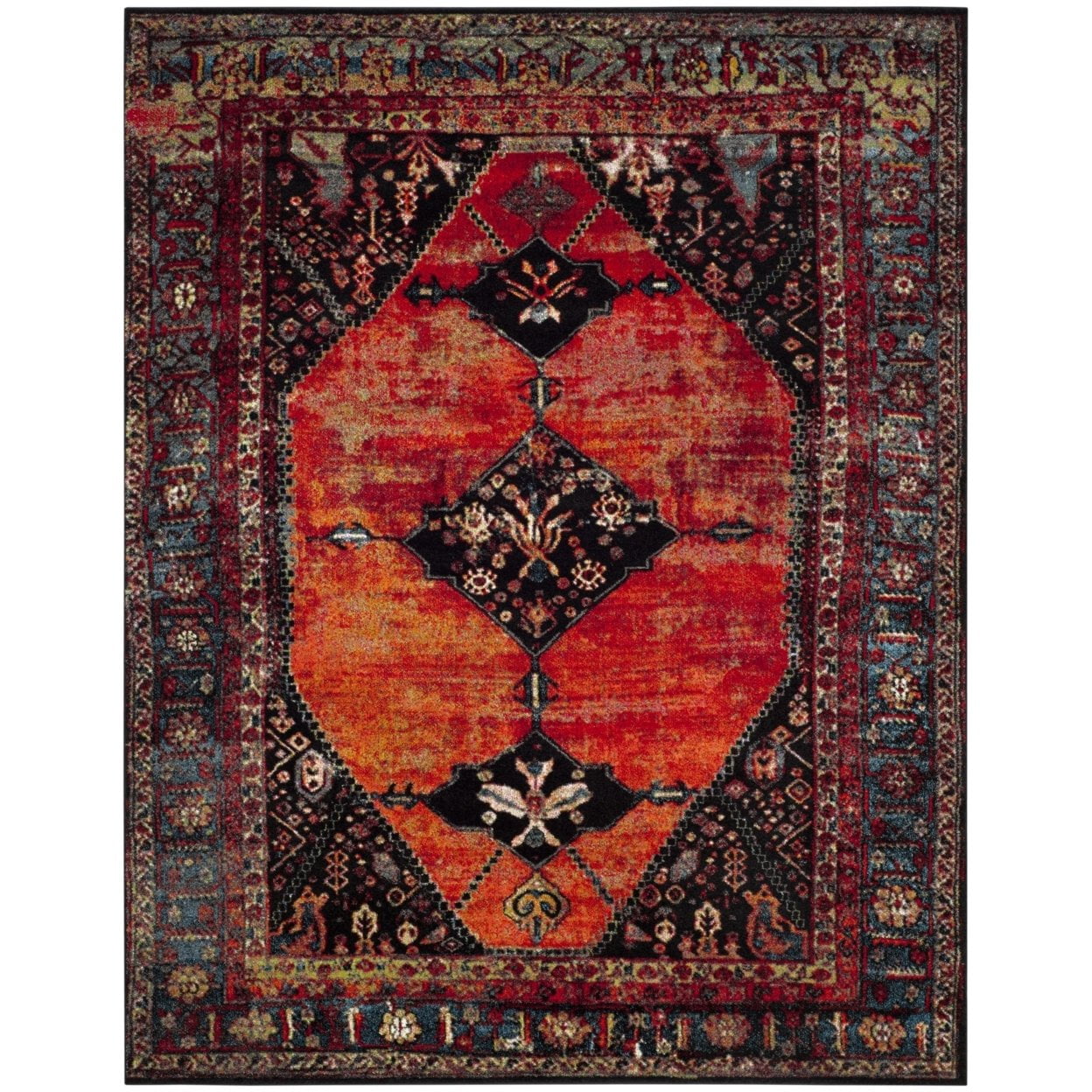 Elysian Fields Black Synthetic 26" Hand-Knotted Easy Care Runner Rug
