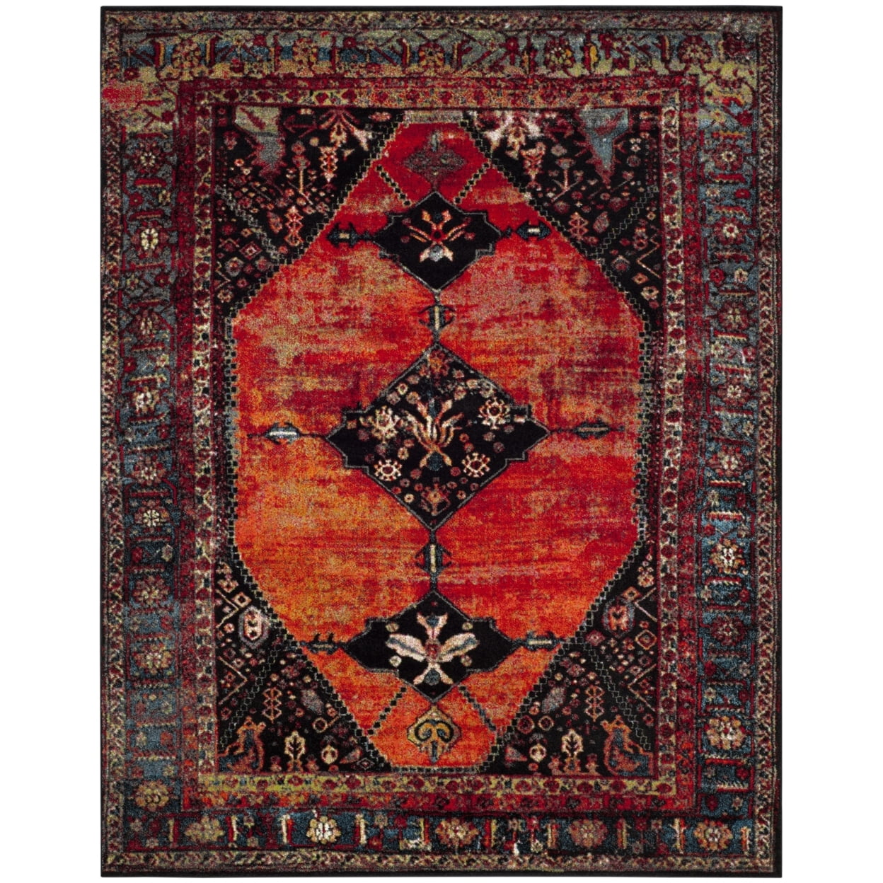 Antique Patina Multicolor Synthetic 8' Runner Rug