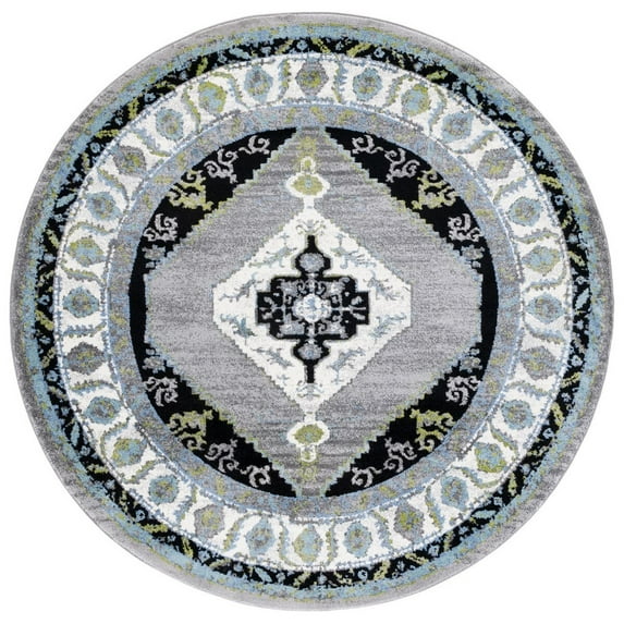 SAFAVIEH Vintage Hamadan Serapi Oriental Area Rug, Grey/Green, 6'7" x 6'7" Round
