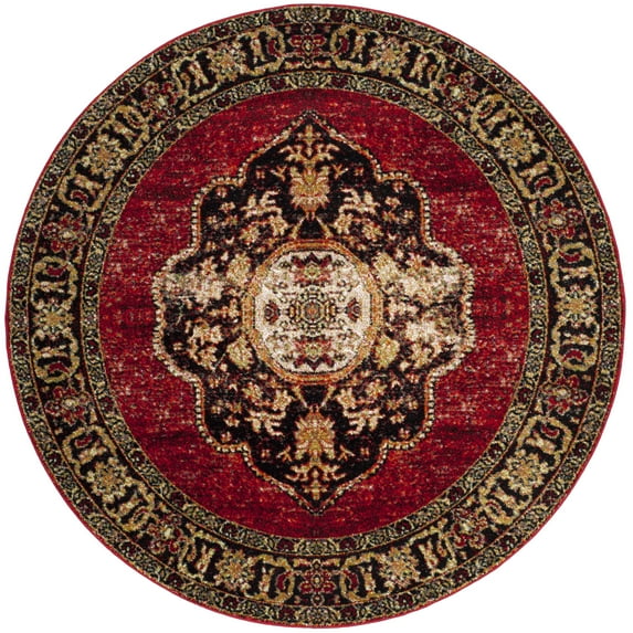 SAFAVIEH Vintage Hamadan Tahnee Oriental Area Rug, Red/Multi, 3' x 3' Round