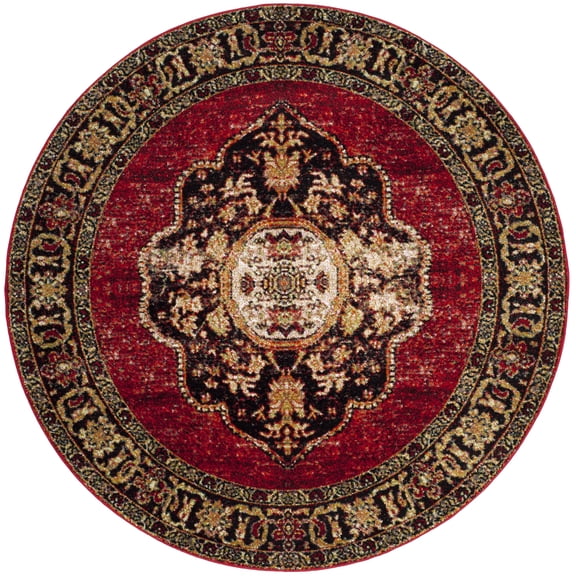 SAFAVIEH Vintage Hamadan Tahnee Oriental Area Rug, Red/Multi, 3' x 3' Round