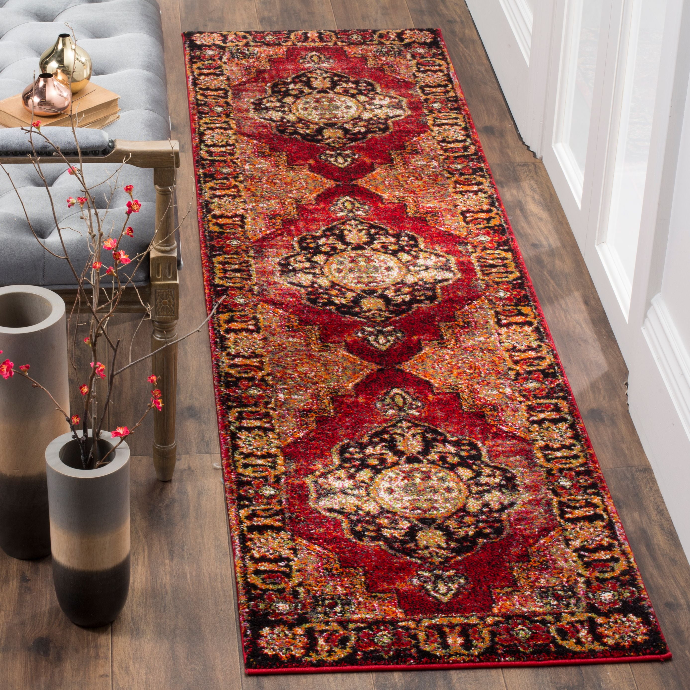 SAFAVIEH Vintage Hamadan Tahnee Traditional Runner Rug, Red/Multi, 2'3" x 16'
