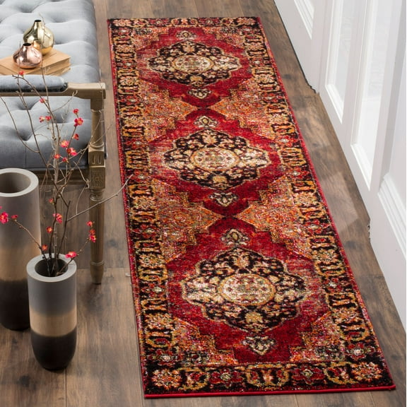 SAFAVIEH Vintage Hamadan Tahnee Traditional Runner Rug, Red/Multi, 2'3" x 20'