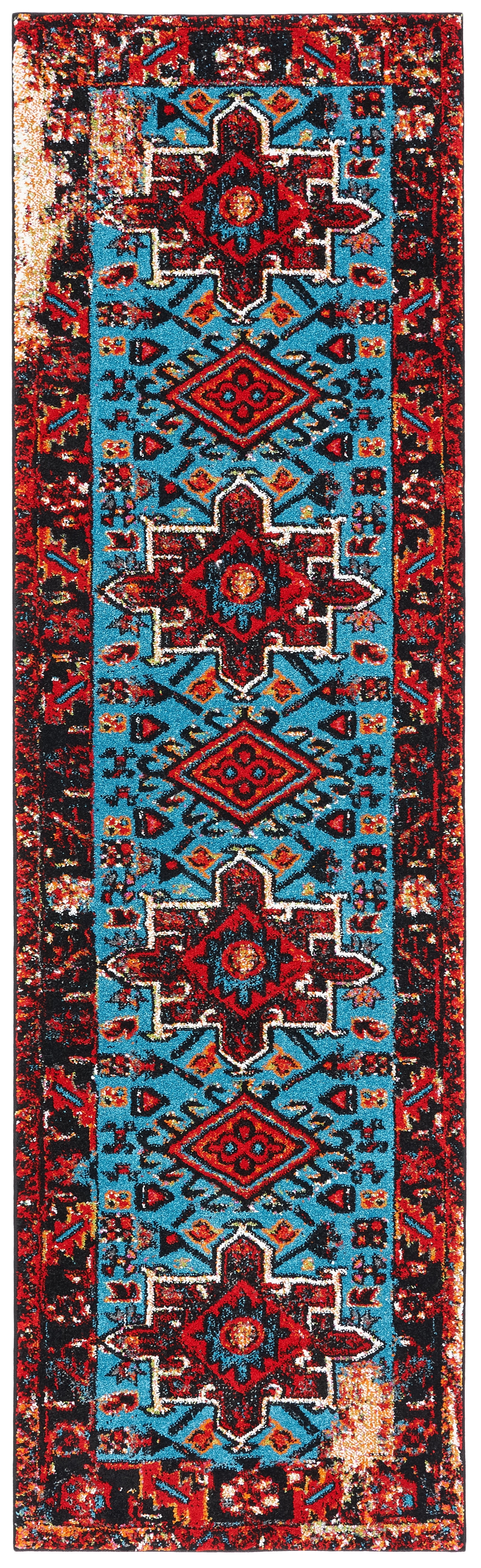 SAFAVIEH Vintage Hamadan Dania Oriental Runner Rug, Red/Light Blue, 2'3