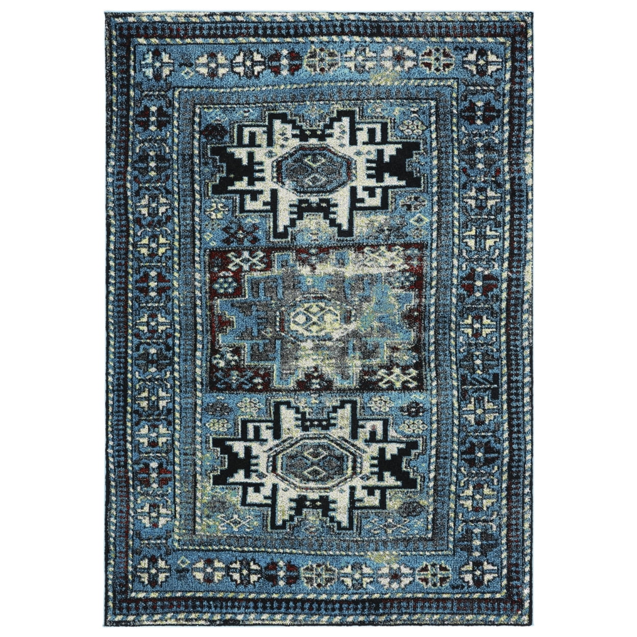 Reversible Black Oriental Synthetic 5' x 7' Area Rug