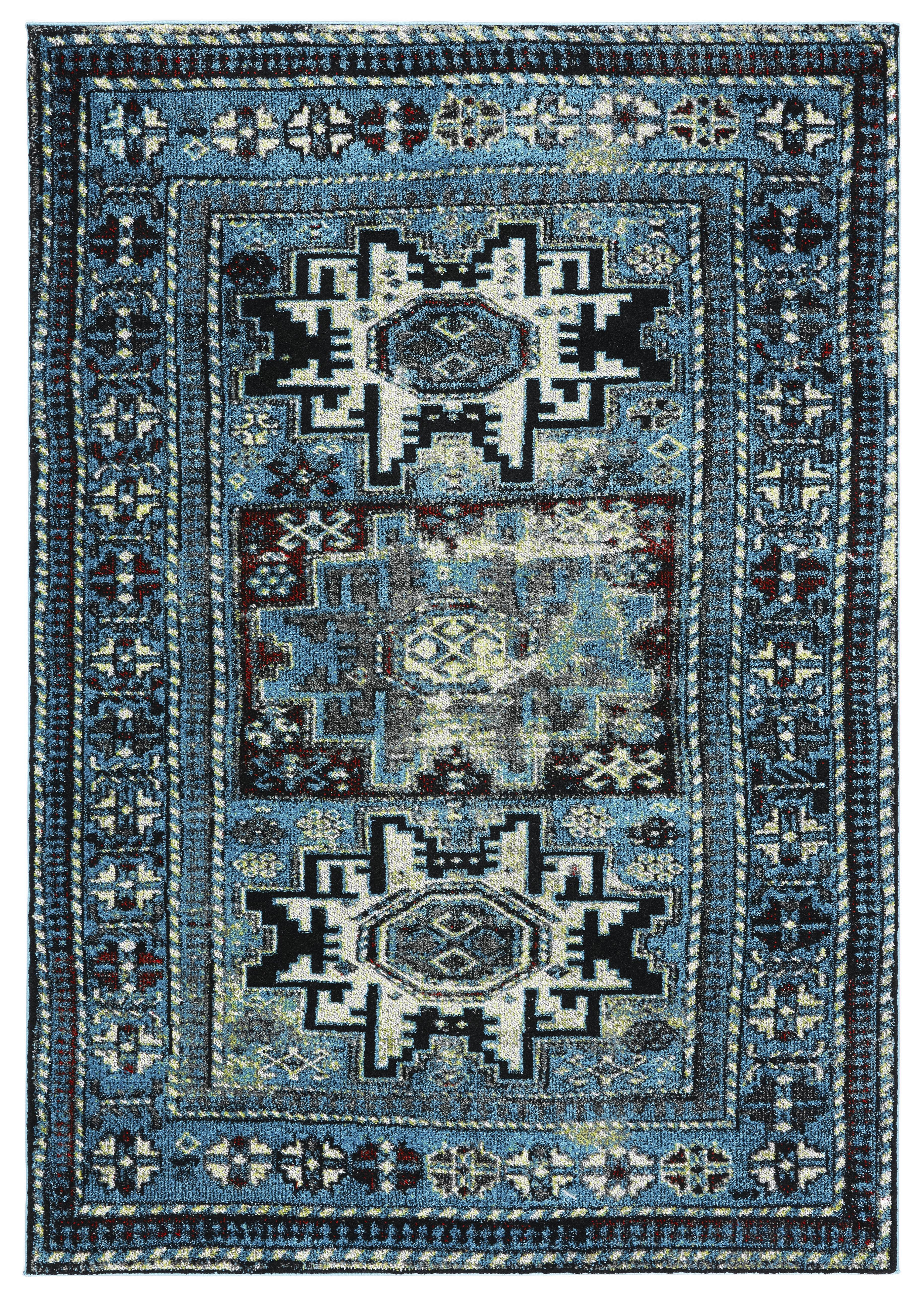 Reversible Black Oriental Synthetic 5' x 7' Area Rug