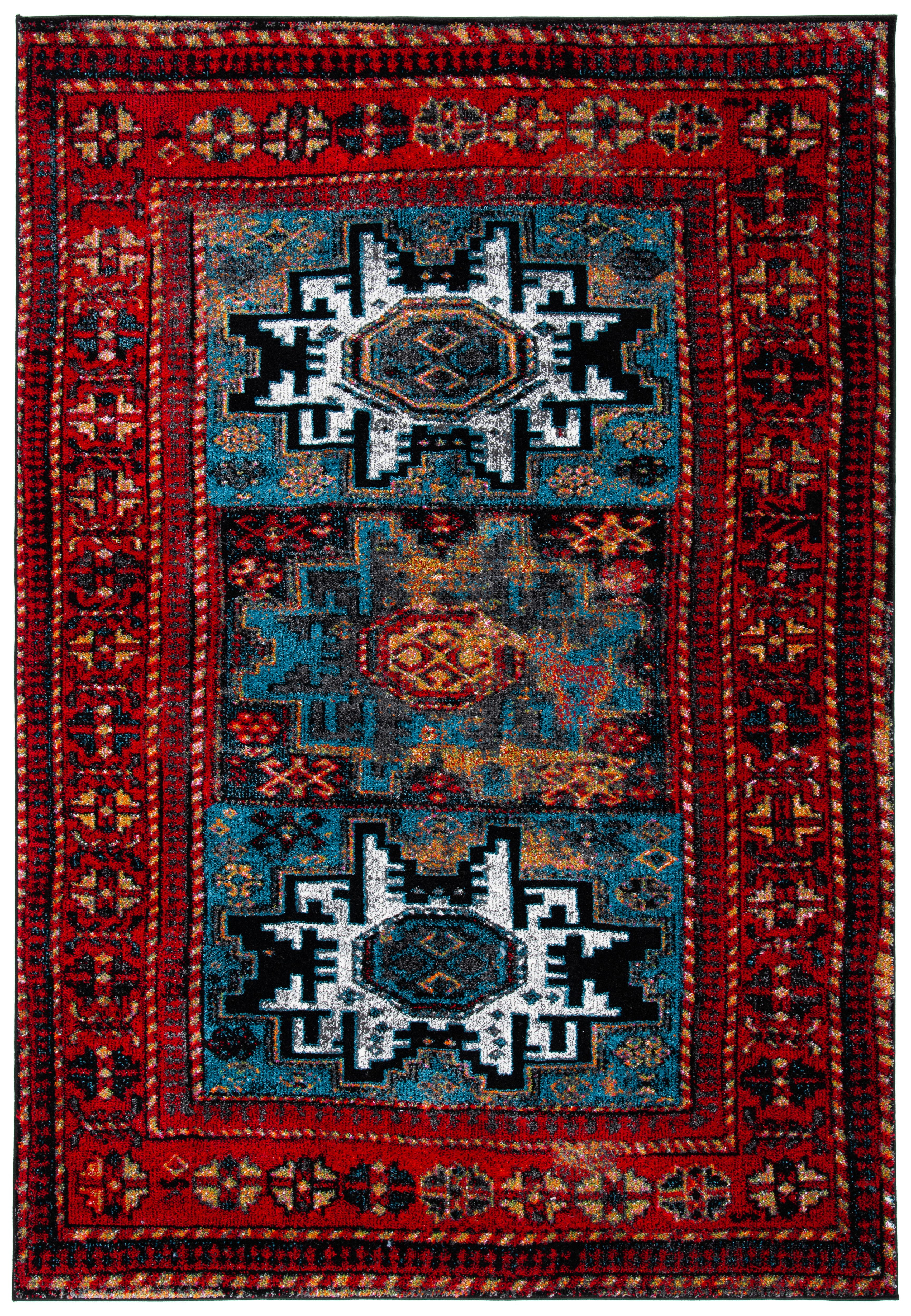Vintage Red and Light Blue Persian Style 8' x 10' Area Rug