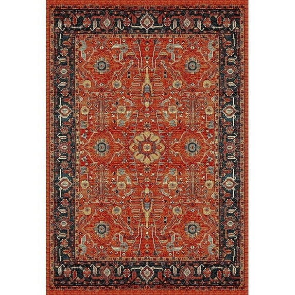 SAFAVIEH Vintage Hamadan Vinal Traditional Area Rug, Orange/Navy, 6'7" x 6'7" Round