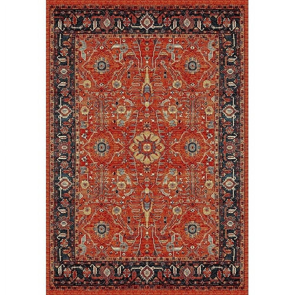 Antique Patina Orange & Navy 8' x 10' Synthetic Area Rug