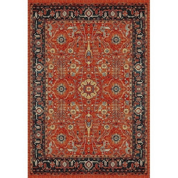 SAFAVIEH Vintage Hamadan Vinal Traditional Area Rug, Orange/Navy, 9' x 12'