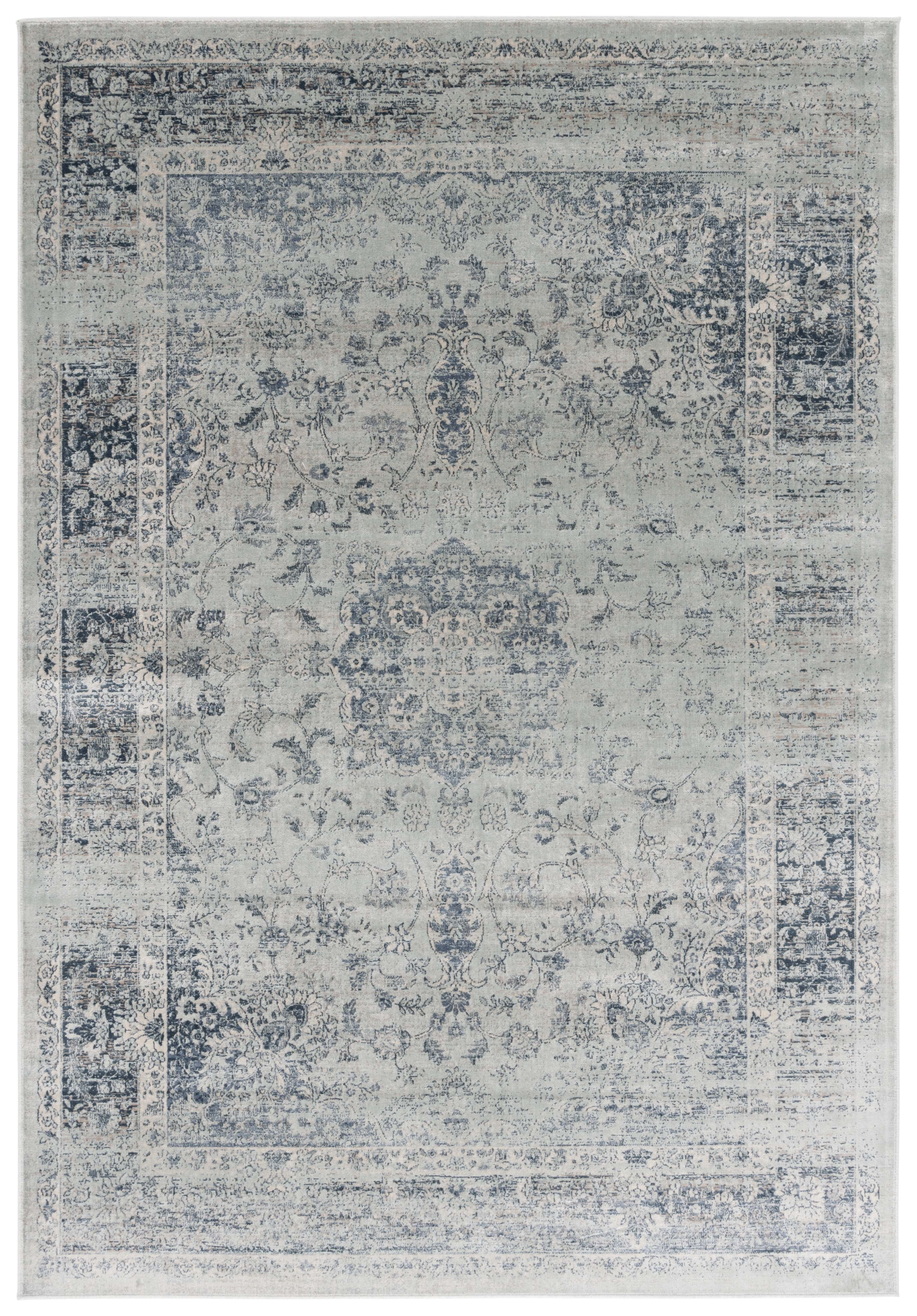 SAFAVIEH Vintage Hartley Bordered Area Rug, Light Blue, 5'3" x 7'6"