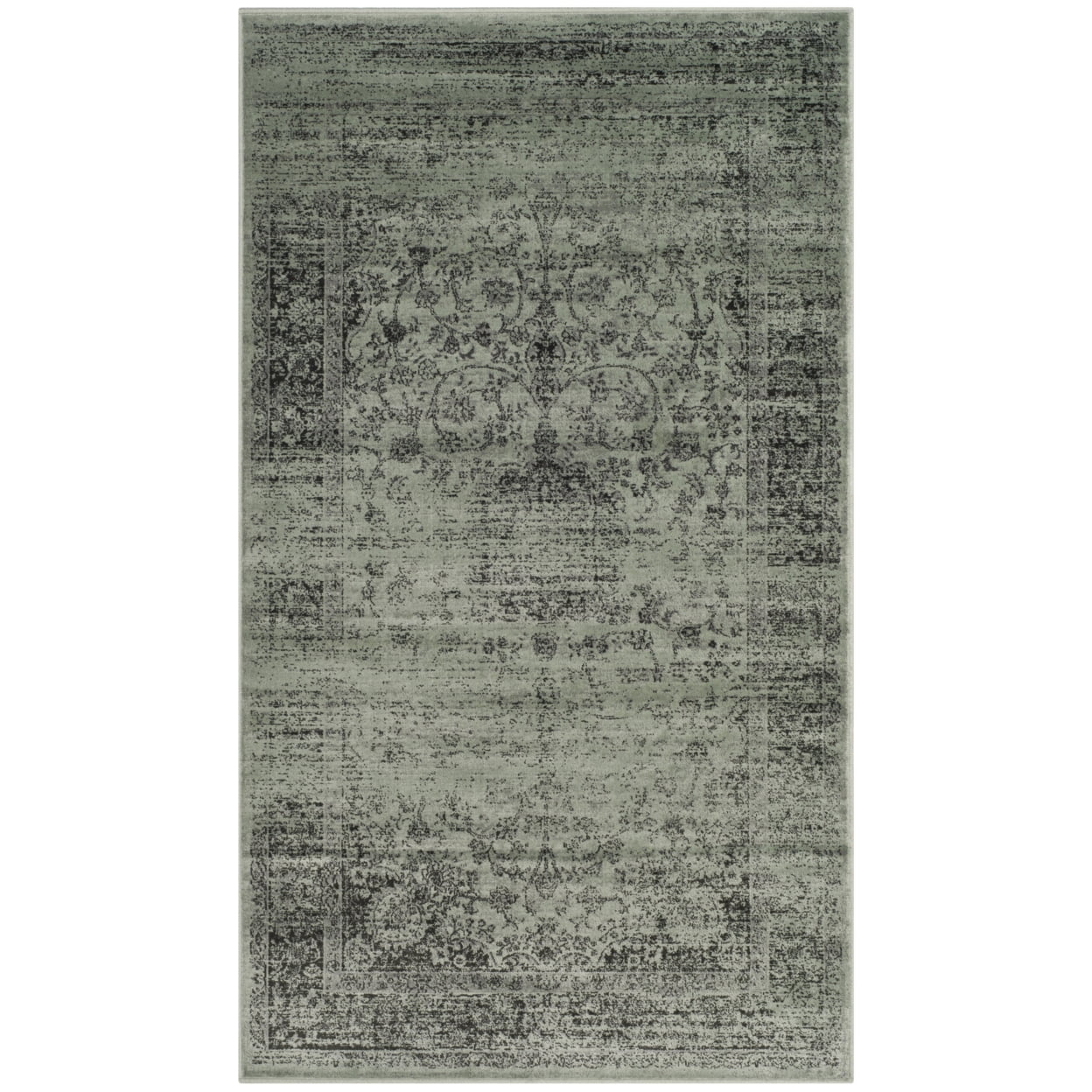 Hand-Knotted Spruce Wool and Silk 5' x 7' Rectangular Rug