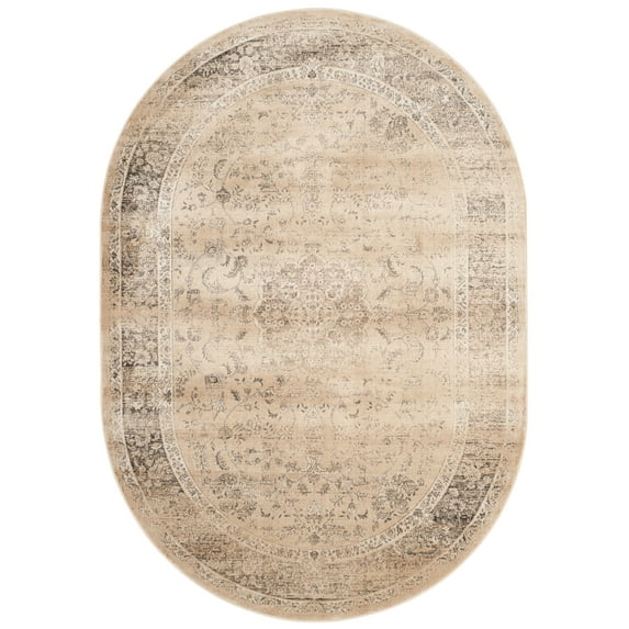 SAFAVIEH Vintage Hartley Traditional Area Rug, Warm Beige, 5'3" x 7'6" Oval