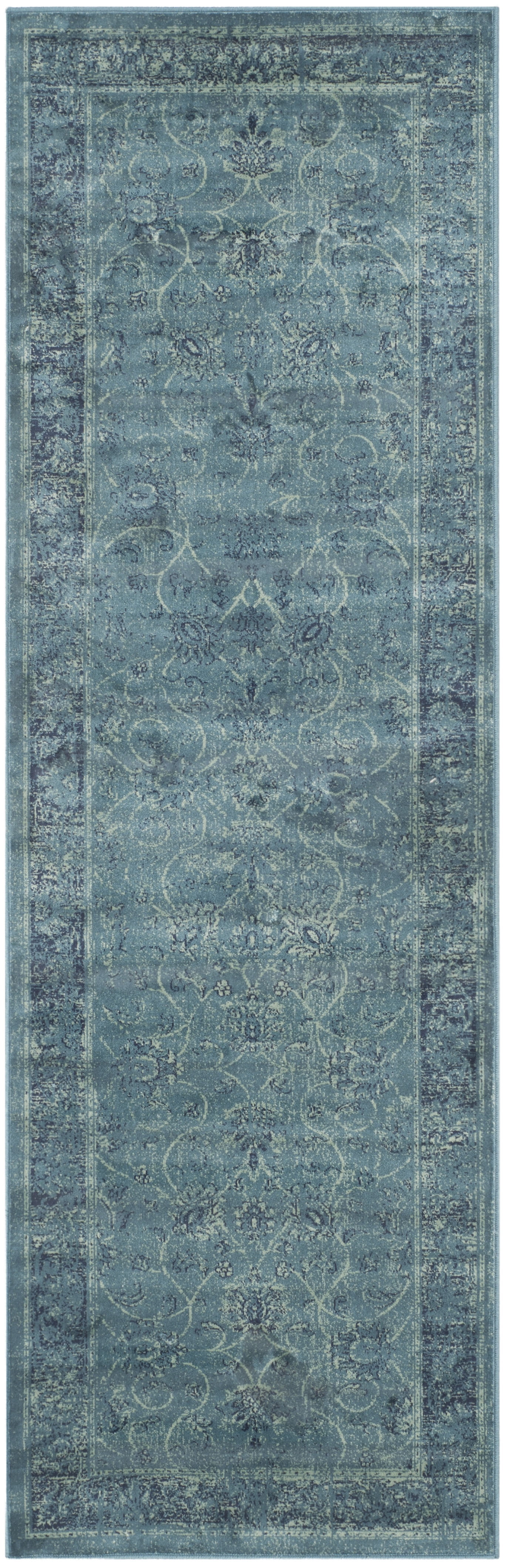 Turquoise and Multicolor Hand-Knotted Wool Runner Rug