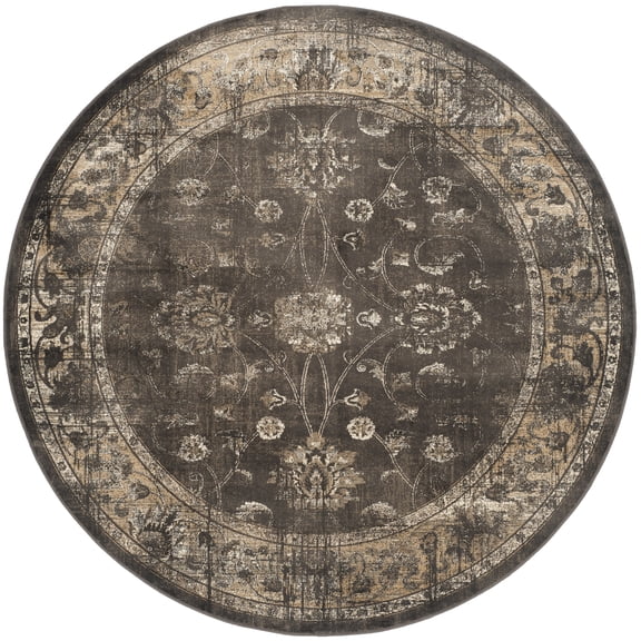 SAFAVIEH Vintage Jaxon Bordered Area Rug, Soft Anthracite, 6' x 6' Round