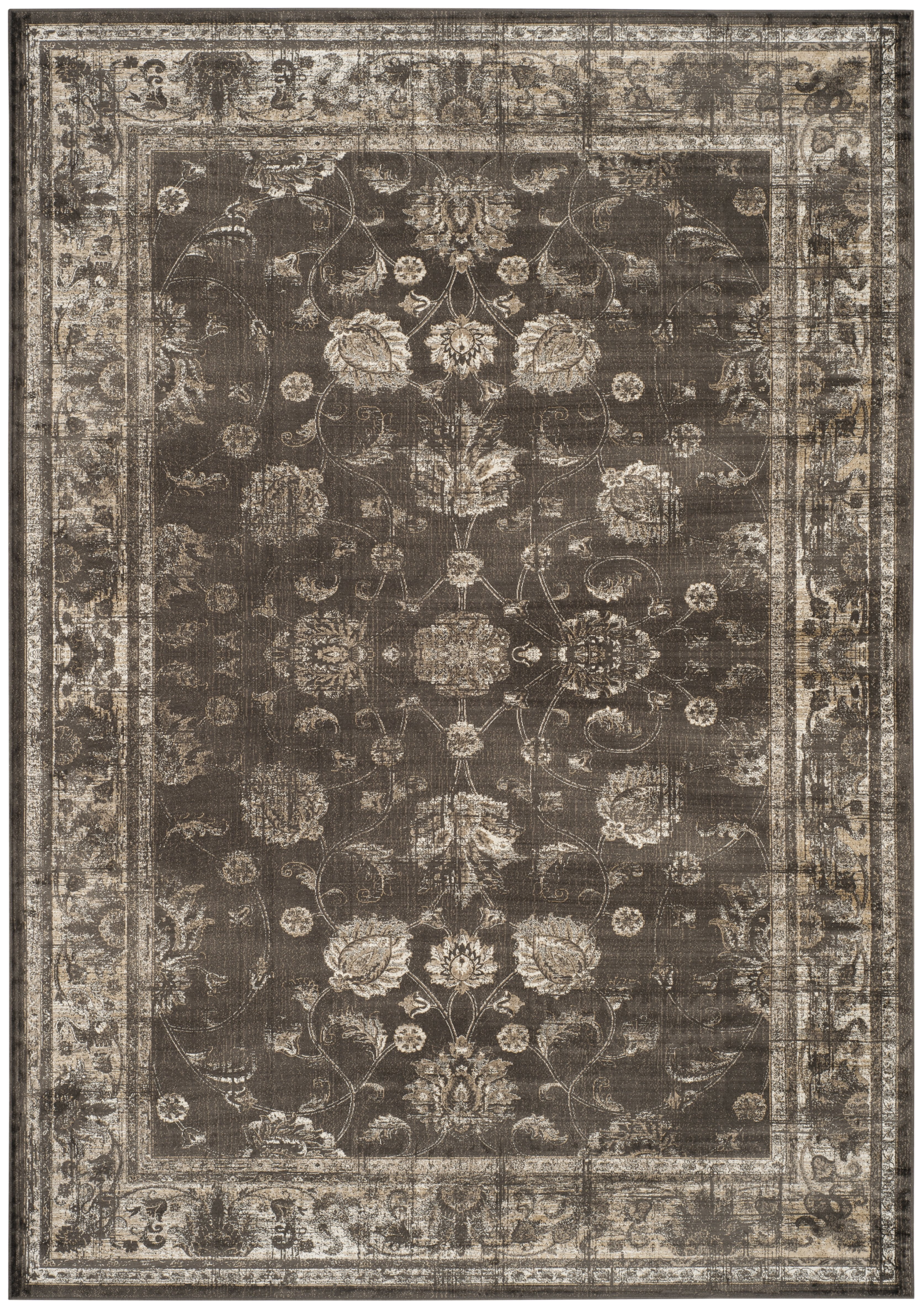 SAFAVIEH Vintage Jaxon Bordered Area Rug, Soft Anthracite, 7'6" x 10'6"