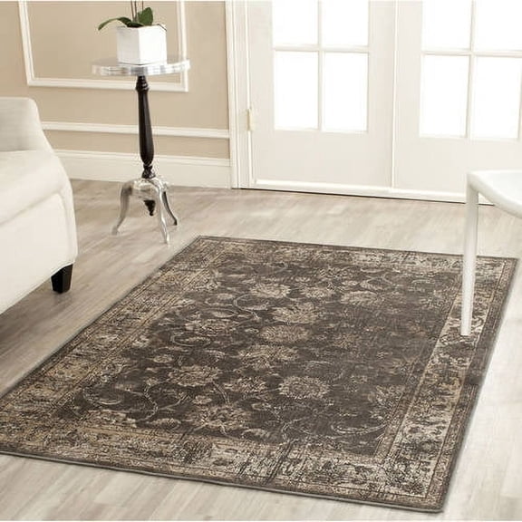 SAFAVIEH Vintage Jaxon Traditional Area Rug, Soft Anthracite, 8' x 8' Round