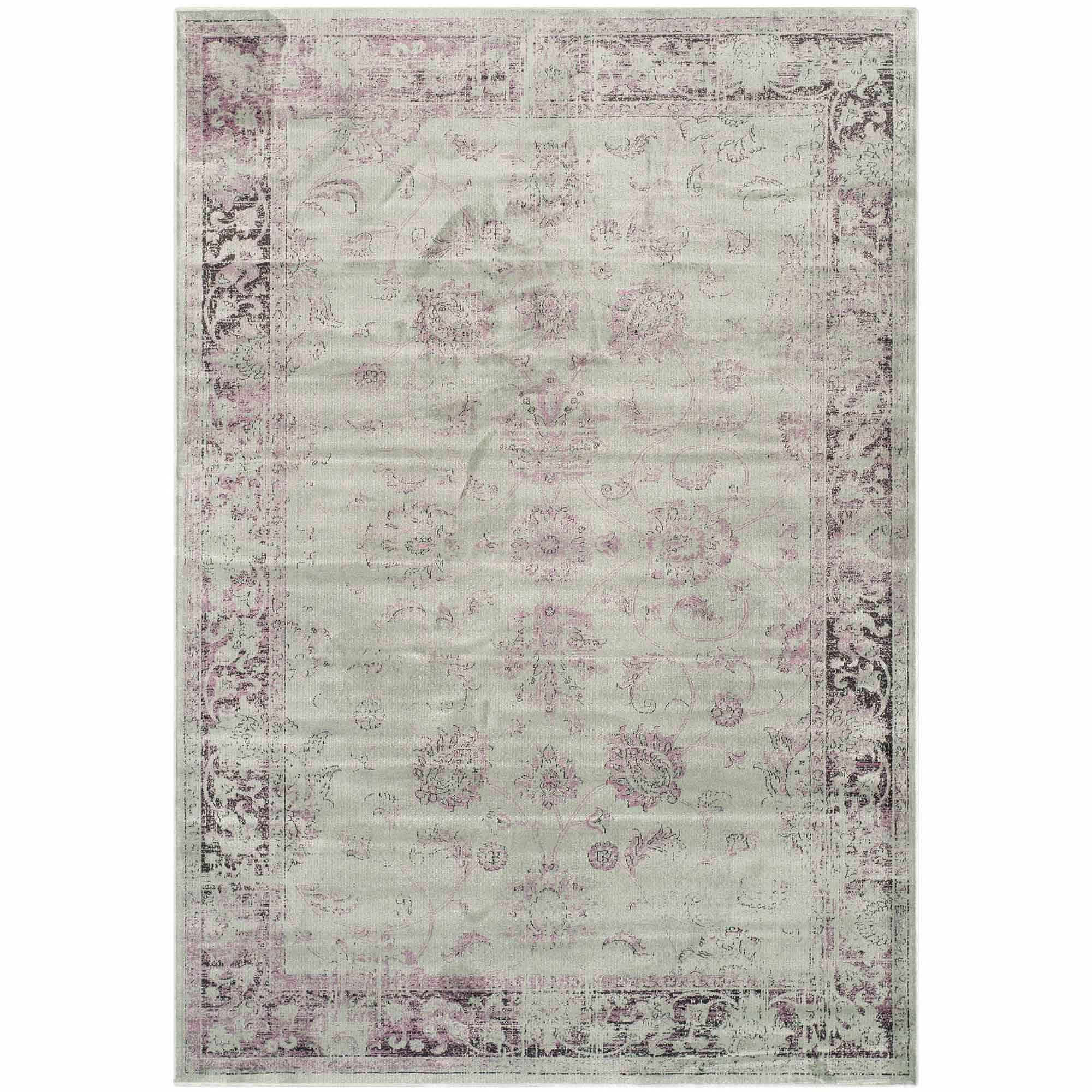 Elegant Spruce and Ivory Rectangular Area Rug, 4' x 5'7"