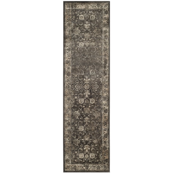 SAFAVIEH Vintage Jaxon Bordered Runner Rug, Soft Anthracite, 2'2" x 14'