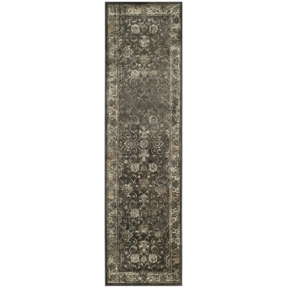 SAFAVIEH Vintage Jaxon Bordered Runner Rug, Soft Anthracite, 2'2" x 14'