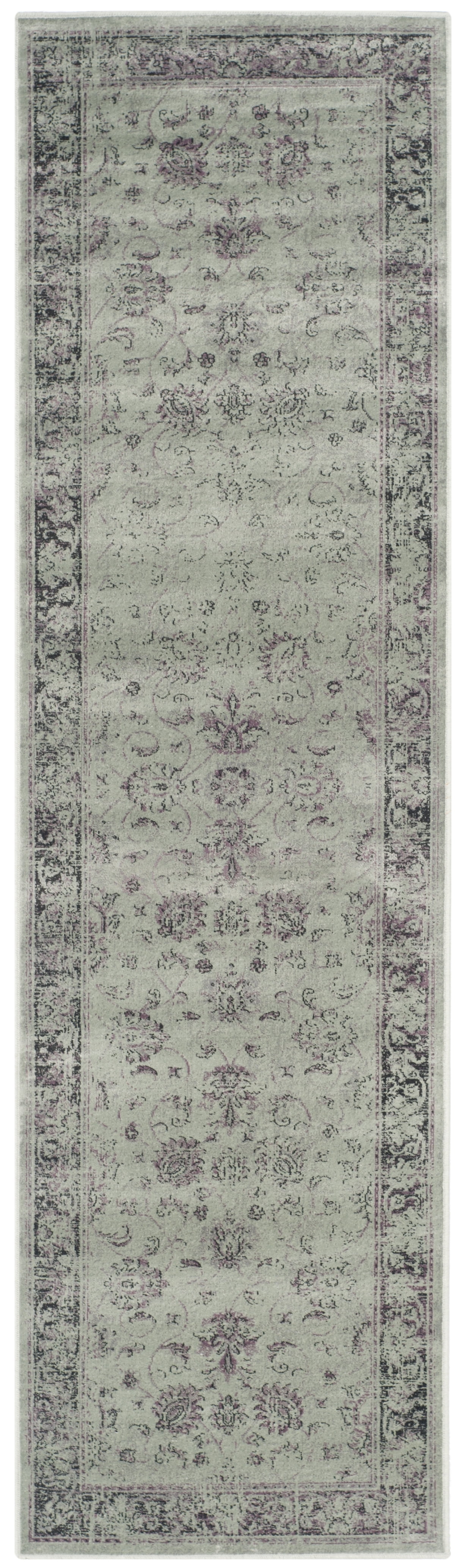 Vintage Spruce and Ivory Reversible Runner Rug