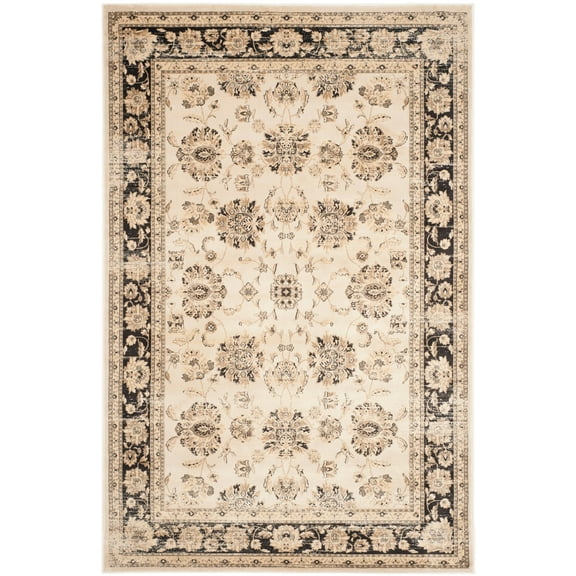 SAFAVIEH Vintage Jessamine Traditional Area Rug, Ivory/Black, 4' x 5'7"