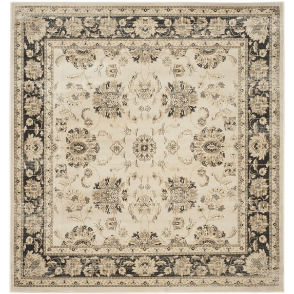 SAFAVIEH Vintage Jessamine Traditional Area Rug, Ivory/Black, 6'7" x 6'7" Square
