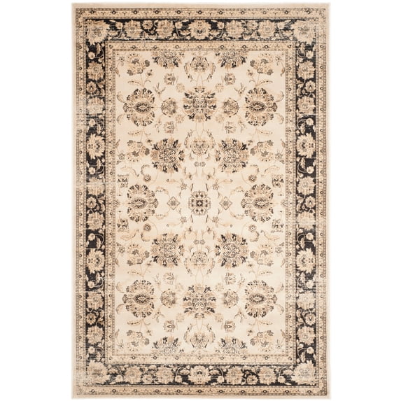 SAFAVIEH Vintage Jessamine Traditional Area Rug, Ivory/Black, 6'7" x 9'2"