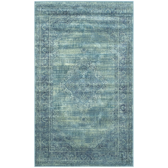 SAFAVIEH Vintage Kynaston Bordered Area Rug, Turquoise/Multi, 3'3" x 5'7"