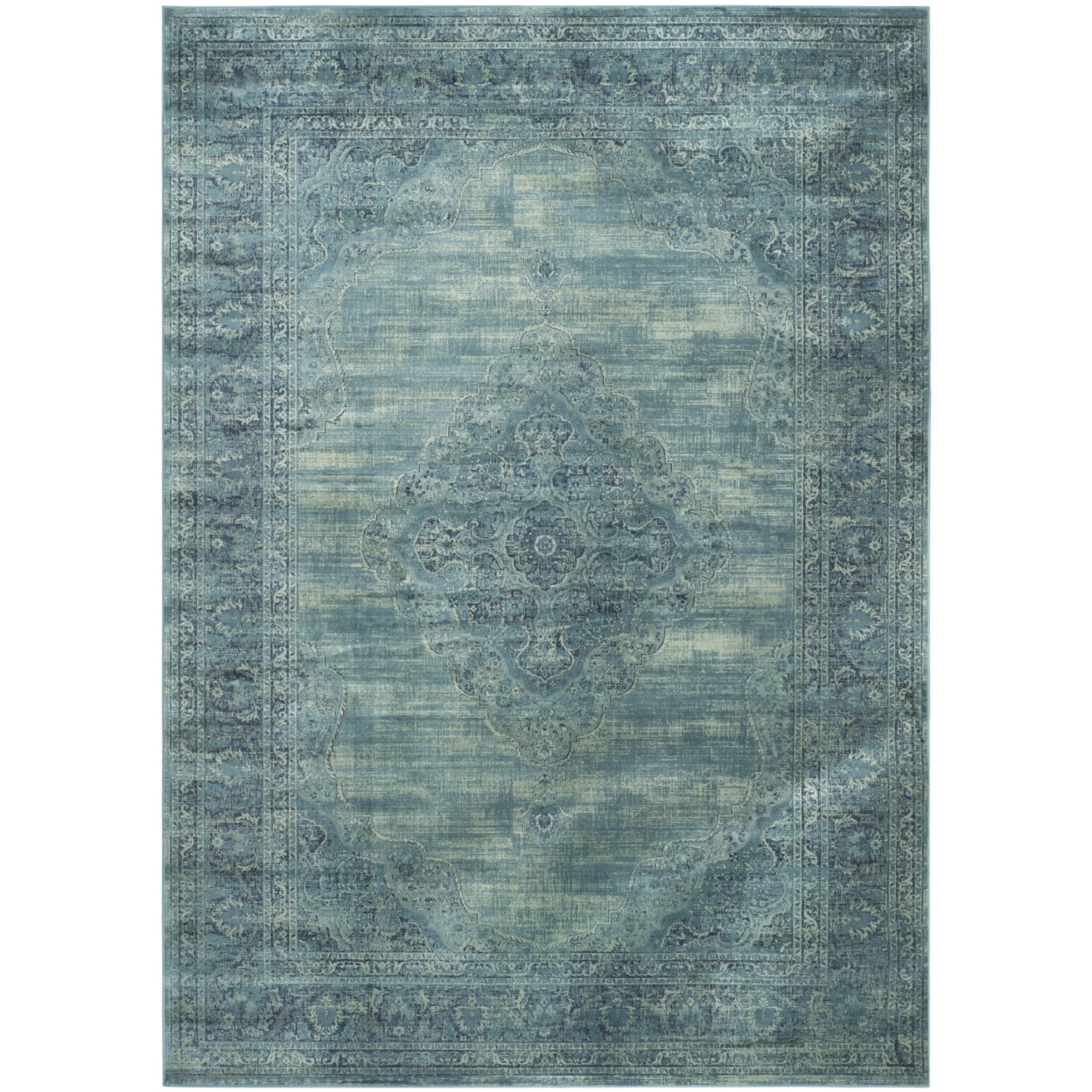 Hand-Knotted Blue Viscose Square Area Rug 8'x8'
