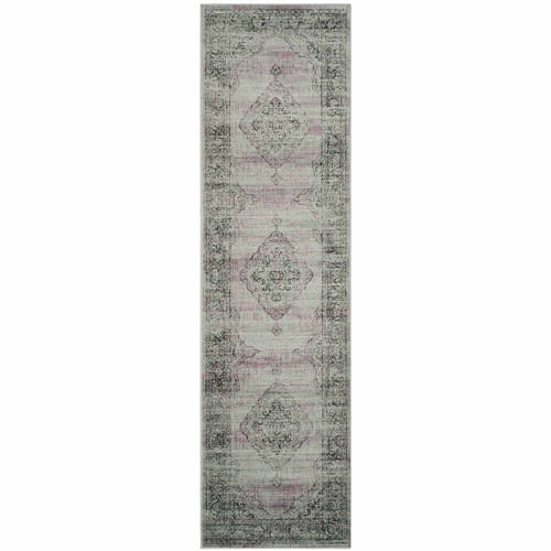 Light Blue Vintage Medallion Runner Rug 2'2" x 8'