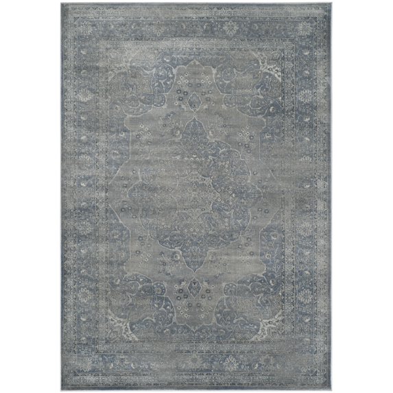 SAFAVIEH Vintage Lamont Bordered Area Rug, Light Blue/Light Grey, 5'1" x 7'6"