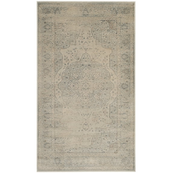 SAFAVIEH Vintage Lamont Bordered Area Rug, Light Blue/Cream, 4' x 5'7"