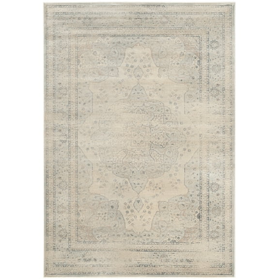 SAFAVIEH Vintage Lamont Bordered Area Rug, Light Blue/Cream, 5'3" x 7'6"