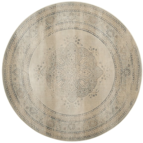SAFAVIEH Vintage Lamont Bordered Area Rug, Light Blue/Cream, 6' x 6' Round