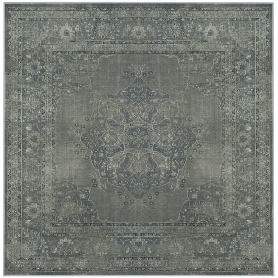 SAFAVIEH Vintage Lamont Bordered Area Rug, Light Blue/Light Grey, 6' x 6' Square