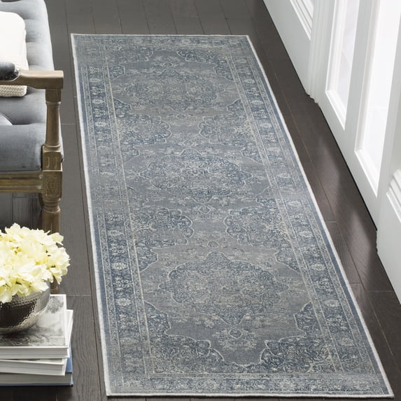 SAFAVIEH Vintage Lamont Traditional Runner Rug, Light Blue/Light Grey, 2'2" x 12'