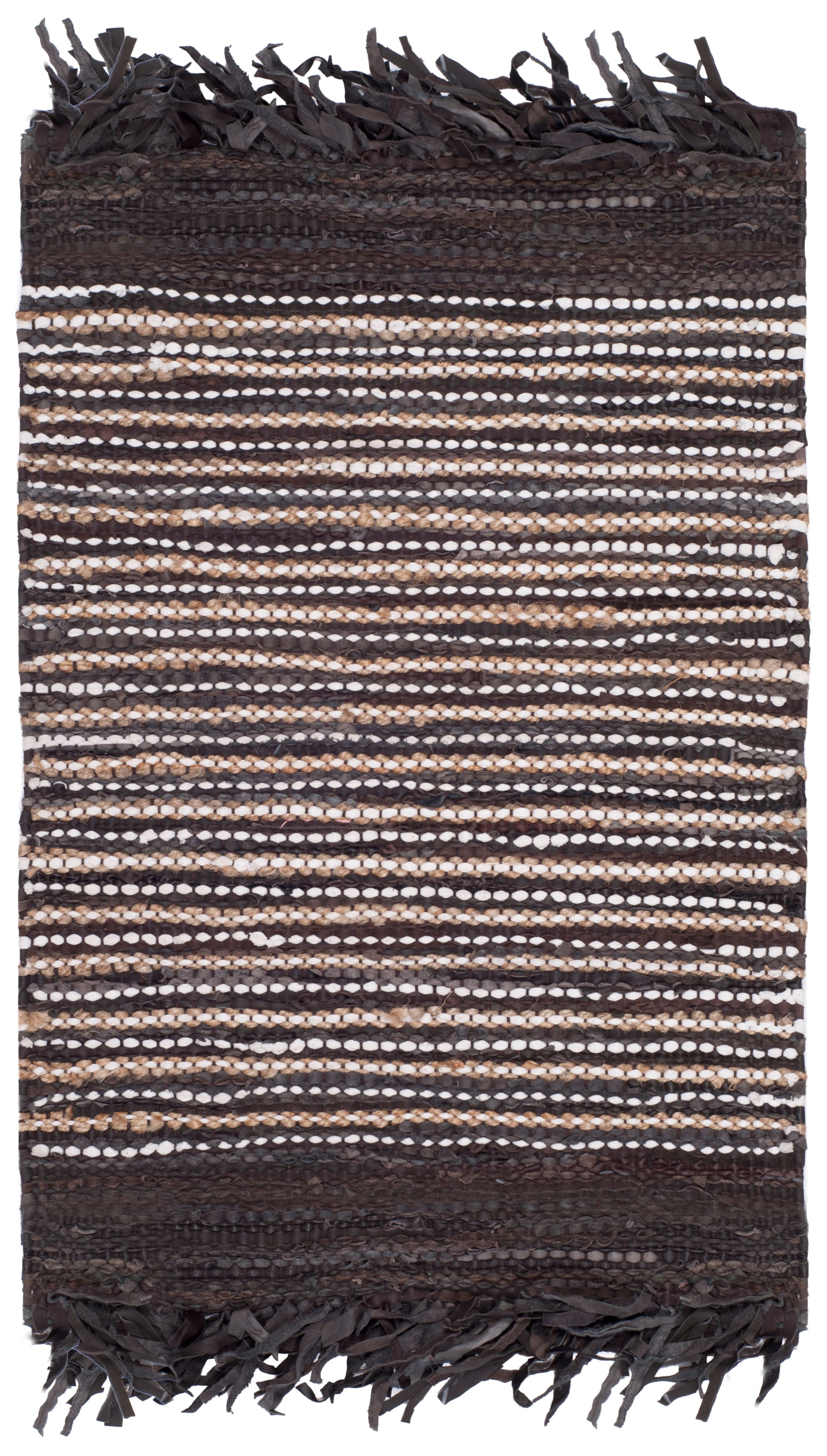 Handmade Vintage Leather Dark Brown 6' Square Area Rug