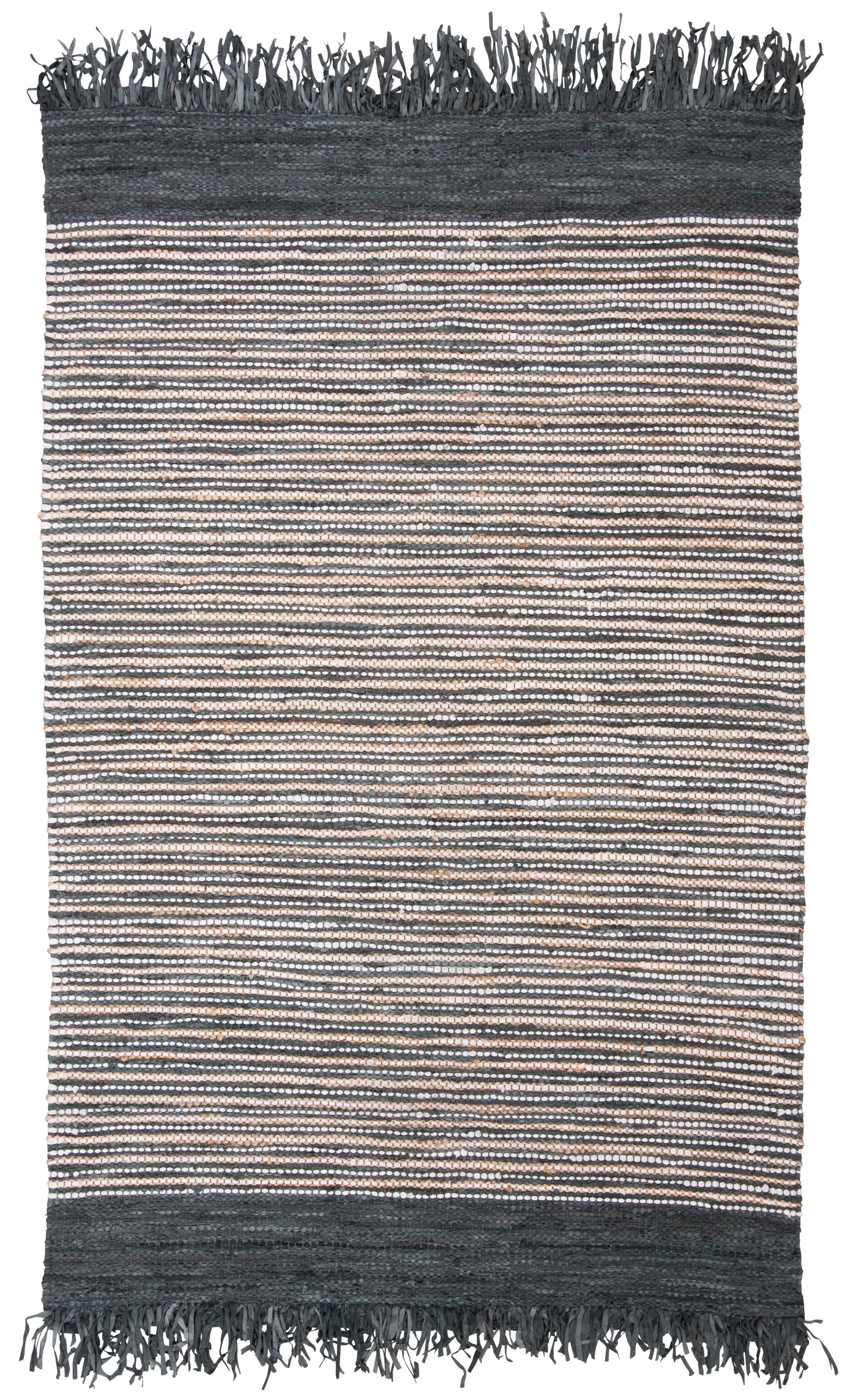 SAFAVIEH Vintage Leather Aaron Striped Area Rug, Dark Grey/Multi, 5' x 8'
